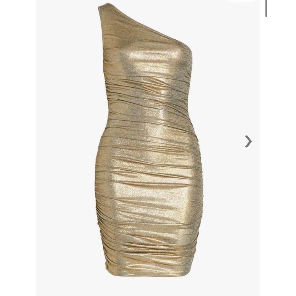 Alice + Olivia Cruz Metallic One Shoulder Ruched Bodycon Mini Dress Cocktail S